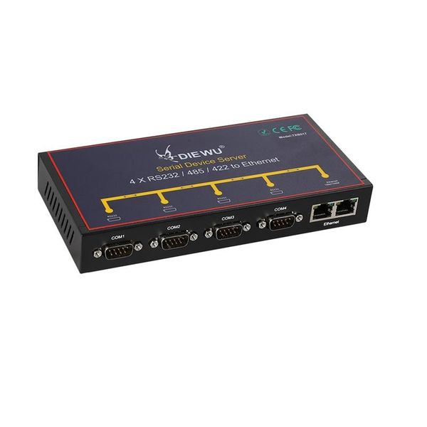 

industrial grade serial server 4 port serial rs232/485/422 device 10/100mbps full duplex /half duplex dual ethernet rj45 to com