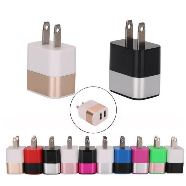 

metal us eu plug dual usb 2.4a wall charger ac power home travel adapter 2 port for smart phone