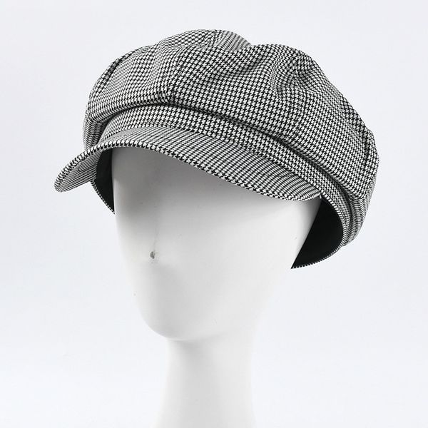 

berets korean retro octagonal cap sboy beret hat warm autumn winter hats for men male women handsome plaid casual 2021, Blue;gray