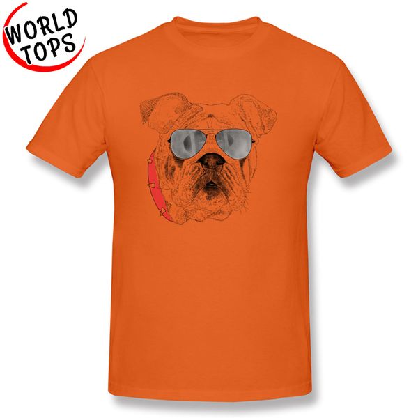 

french pug bulldogs orange t-shirt men's short sleeve plain o neck 100% cotton tees animal printed on t-shirts drop shipping