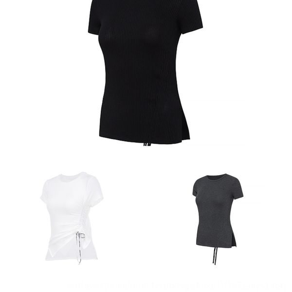 

summer japanese and korean tassel lace-up short-sleeved women's fashion yoga t-shirt yoga clothes casual slim fit fitness clothes strip