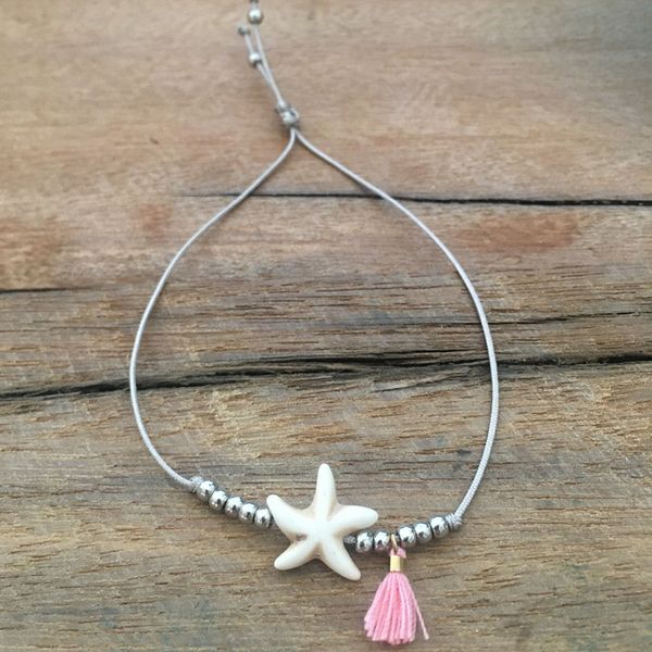 

beaded, strands elastic starfish bead bracelet tassel rope chain simple adjustable pulseras mujer weaved korean trendy accessories friendshi, Black