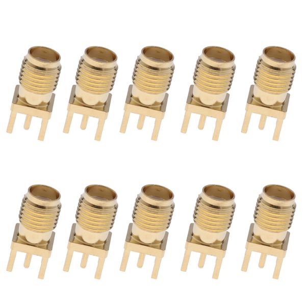 

10 pcs straight head female jack rf coaxial adapter connector gold tone