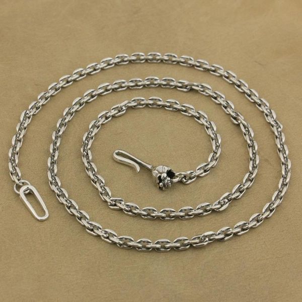 

linsion 4mm square link chain 925 sterling silver skull hook clasp charms necklace ta35 length 18 to 36 inches available