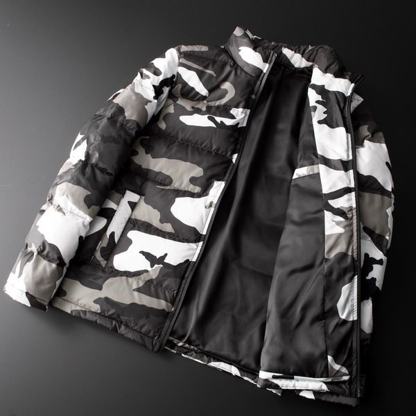 

mens down coat fashion camouflage pattern thick jackets 2020 winter thick clothes new boys hiphop trendy parkas for wholesale asian size, Black