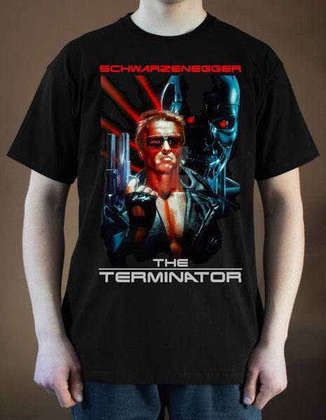

terminator movie poster arnold schwarzenegger cotton tee shirts for men tee shirt short sleeve hip hop clothes