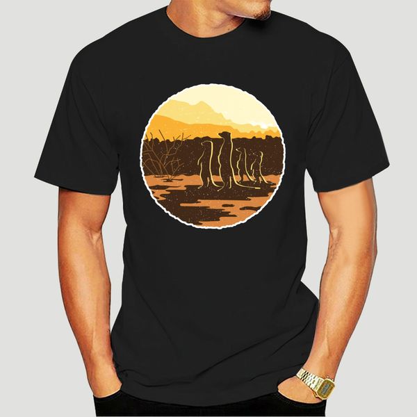 

t-shirt 2019 men new meerkat sunset desert scene safari style mens t shirts casual father clothes print animals-3807d