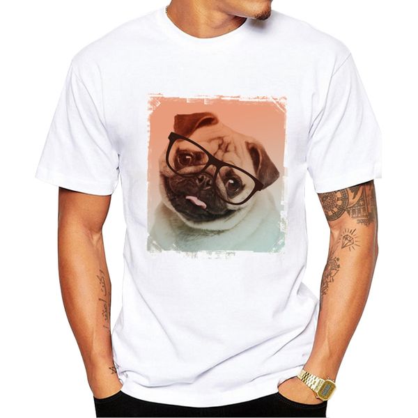 

teehub 2019 fashion nerdy pug men t-shirt vintage dog printed tshirts casual short sleeve summer tees