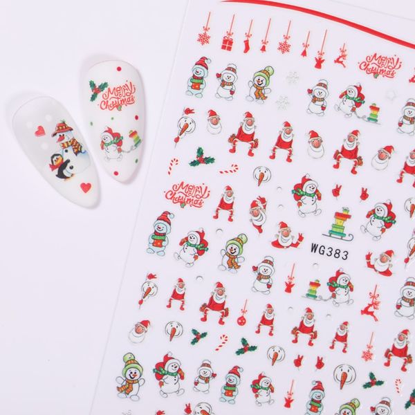 

2020 new winter christmas slider 3d nail stickers nail decals diy accessory transfer foil xmas gift, Black