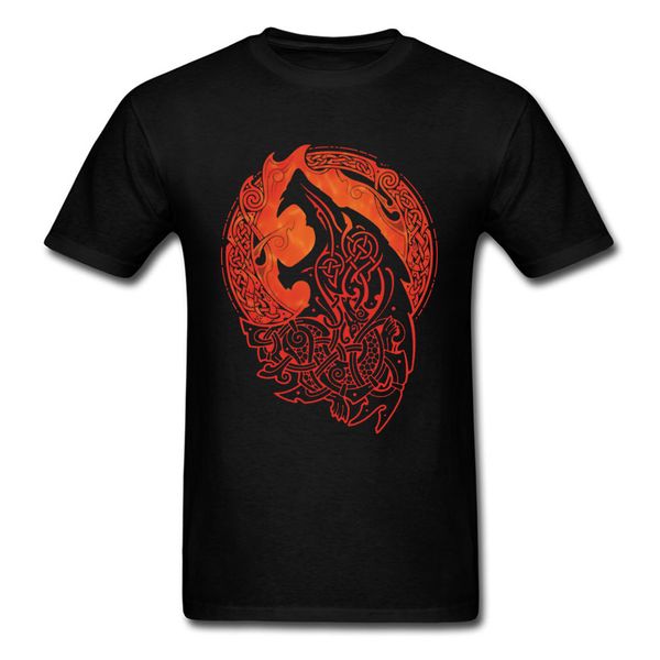 

100% cotton fabric t shirt men's t-shirt fenrir printed tshirt short sleeve thanksgiving day gift tees family black clothes