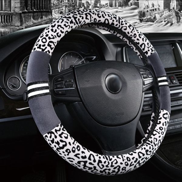 

warmth keeping fashion leopard-print steering wheel cover