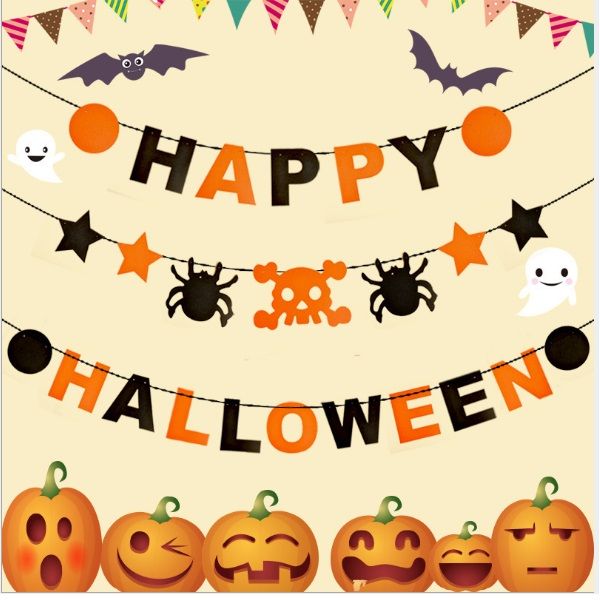 

halloween alphabet flag pulling banner halloween ktv bar mall decorated non-woven fabric diy hanging flag