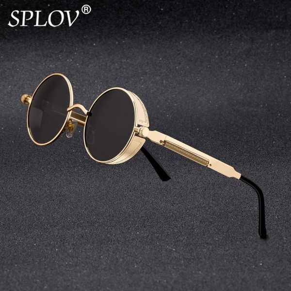 

splov vintage round polarized sunglasses retro steampunk sun glasses for men women small metal circle driving glasses uv400, White;black