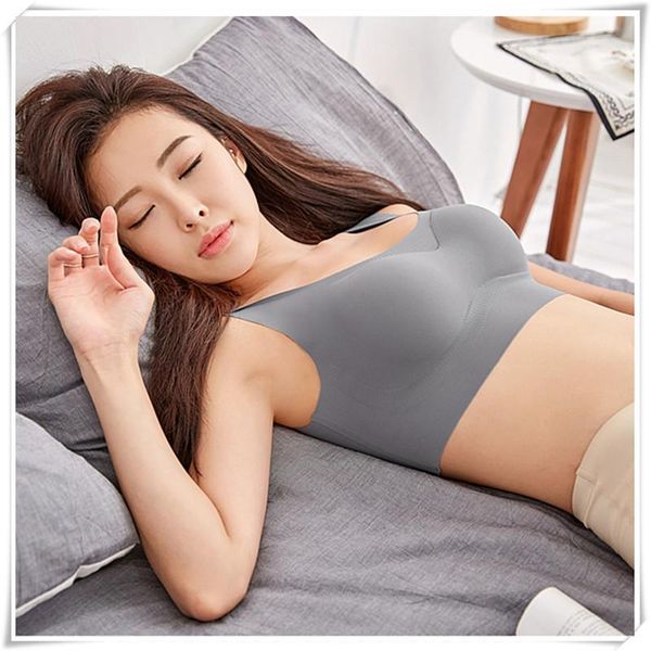 

wholesale- women seamless traceless non-steel ring sports bra shockproof gathering elastic shape ventilate running bra for yoga sleep, White;red