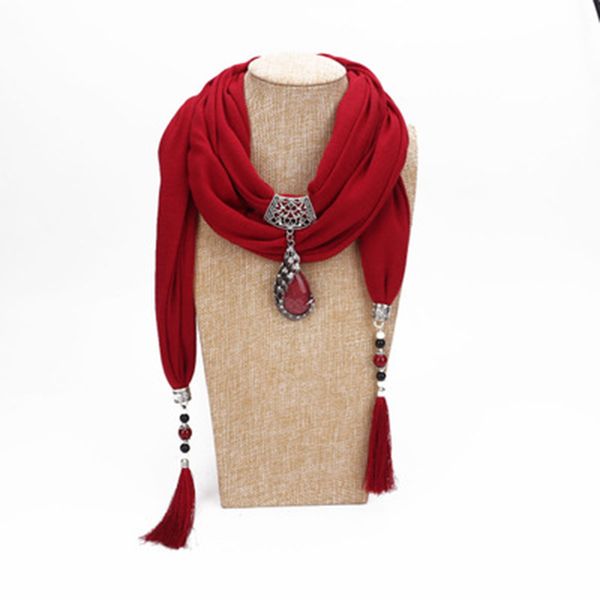 

scarves korean ceramic beads peacock pendant scarf female winter thin long cotton polyester fringed necklace warm bib muslim hijab n26, Blue;gray