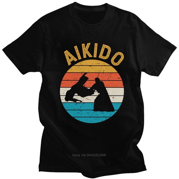 

vintage aikido t shirts men cotton japanese martial art fans t-shirt ueshiba morihei tees short sleeve casual tshirt harajuku