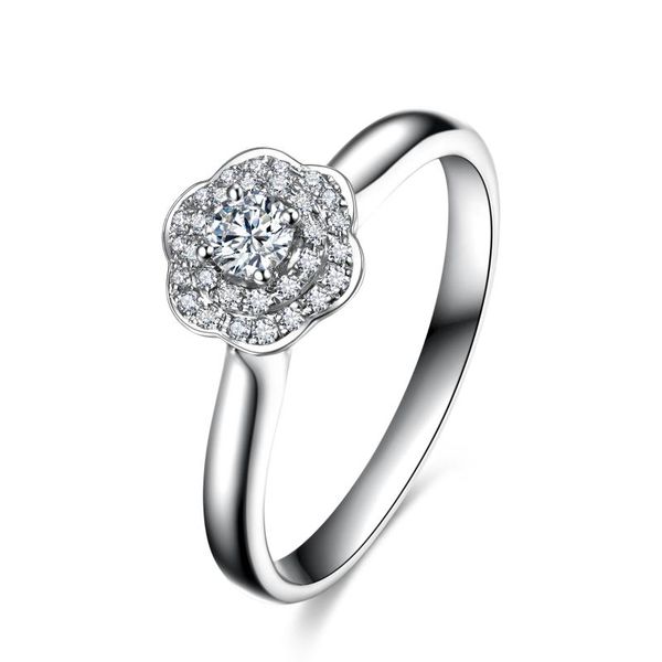 

zocai women ring white 18k gold with100% genuine certified 0.095 ct diamond h si engagement ring wedding gift w80118t, Golden;silver