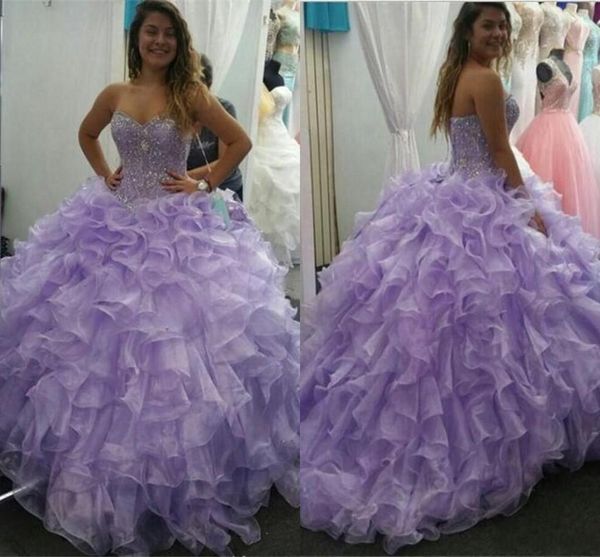 Cristais de luxo frisados ​​plissados ​​Organza Vestidos Quinceanera 2020 Sexy vestido de baile Querida Sweet 16 Vestidos Formal Evening Prom vestidos AL7078