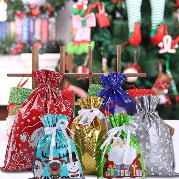 

30pcs gift bag gift drawstring bags christmas present wrap wedding birthday candy bag creative christmas pattern style