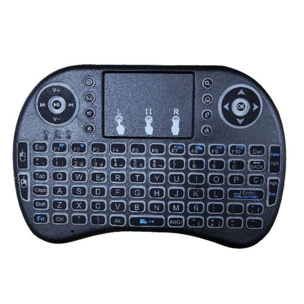 

russian spanish i8 mini 7 color backlit keyboard 2.4ghz touchpad air mouse