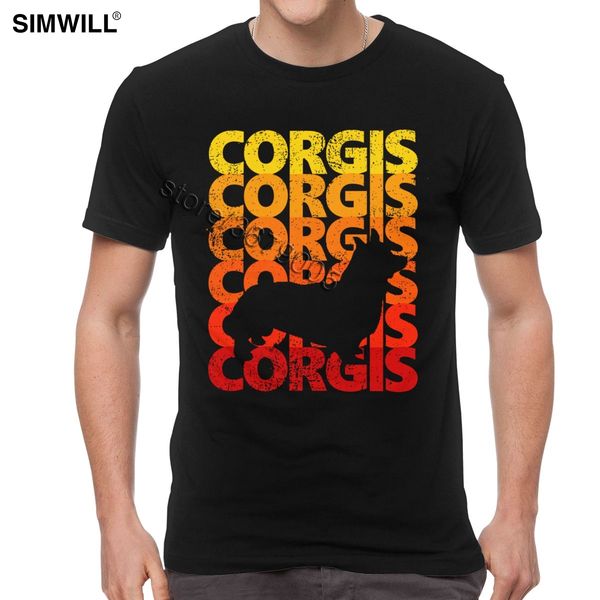 

vintage corgi shirt fashion men casual tee cotton t-shirt short sleeved o-neck t shirt gift for corgi lovers retro graphic
