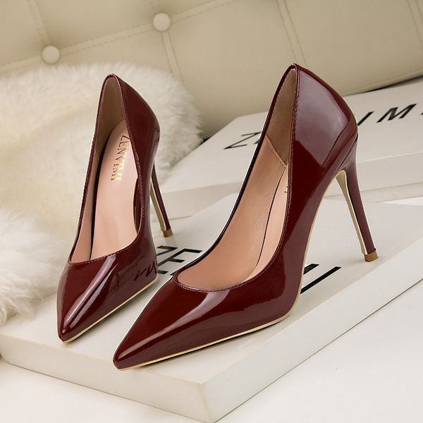 

women's shoes pumps 10cm fashion simple slim high heels stiletto super high heel shallow mouth pointed single, Black