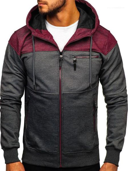 

coat costume patchwork spring warm sport coat hooded mens coats cotton zipper jacket outdoor sports hooded windproof men casual, Black;brown
