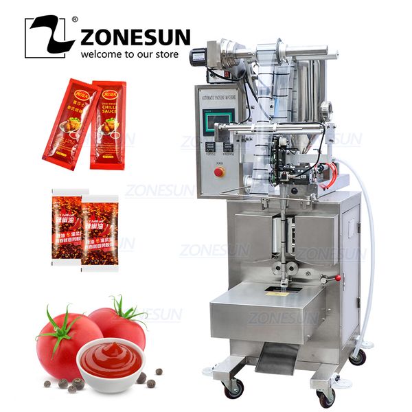

zonesun zs-s100 automatic paste honey stick oil vinegar water sealing quantitative liquid packaging machine filling machine