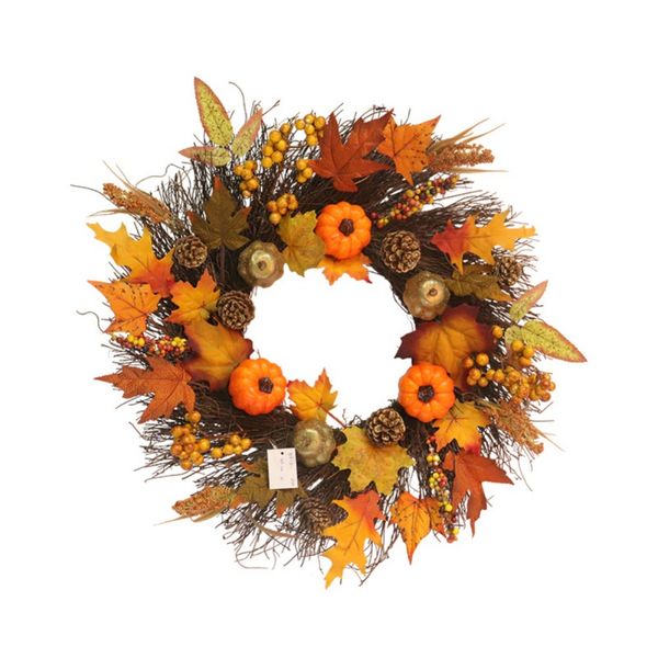 

halloween front door wall hanging garland autumn holiday artificial pumpkin wreath thanksgiving day home accessorie