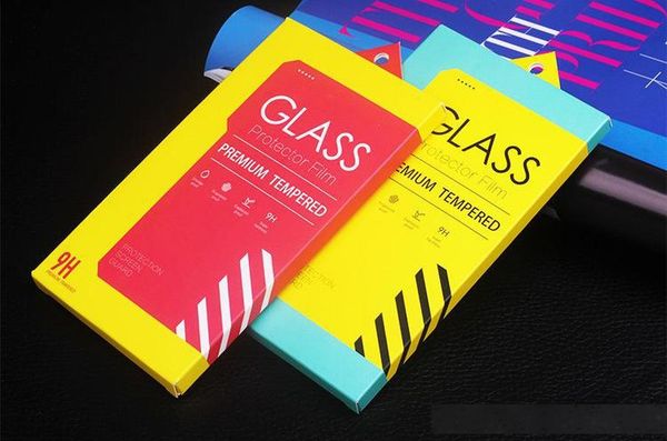 

100pcs display paper packaging package retail box bag with insert handle for iphone 6 tempered glass screen protector