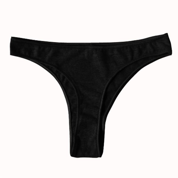 

women's panties cotton bikini thong 4-color low waist t-pants underwear, Black;pink