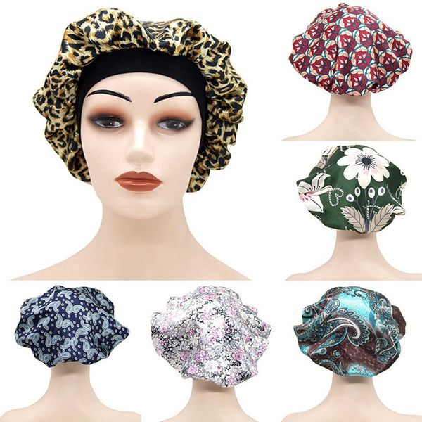 

новый большой спящий cap night bonnet двухслойного lace резинка полуночников сатин спящий выпадение волос caps химиотерапия шляпы, Blue;gray