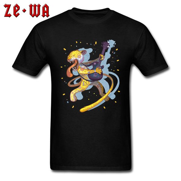 

leopard rock t-shirt men funny t shirts mens rock you funky clothes black streetwear cotton fabric cartoon print tees