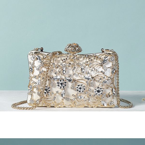 

2020 high ended hollow out rhinestone jewelry evening bags for women european pu chain shoulder bag elegant banquet day clutches