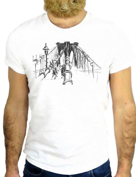 

2019 new summer men men 100% cotton cool brooklyin brooklin bridge new york usa ny vintage tattoo short sleeve tee shirts