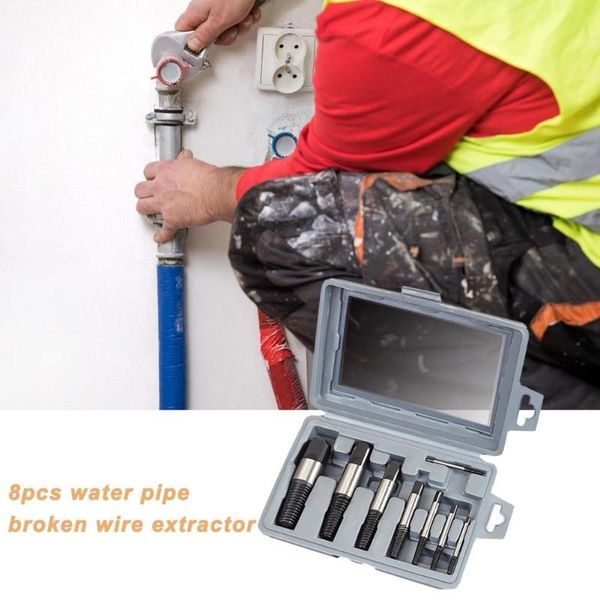 

8pcs durable water pipe broken bolt remover gadgets hand tool sets damaged faucet triangle valve screw extractor drill bit