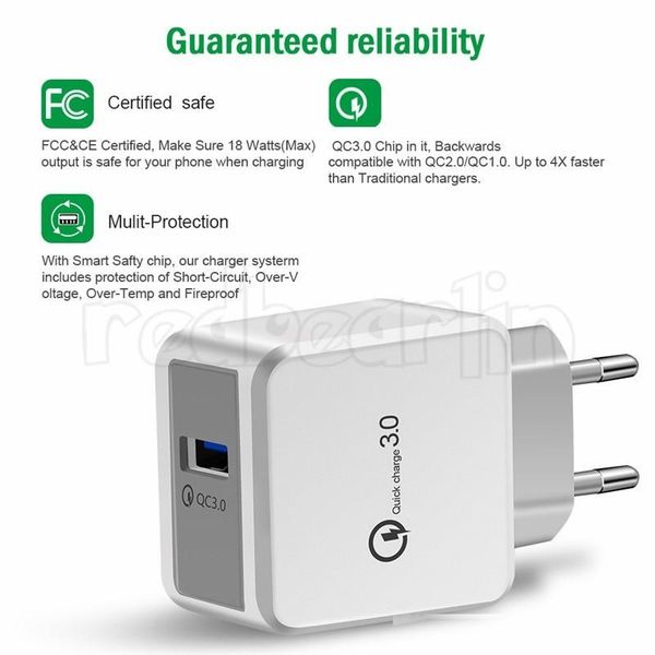 

qc 3.0 fast adaptive eu us uk wall charger power adapter for samsung galaxy s8 s10 note 10 htc android phone gps pc