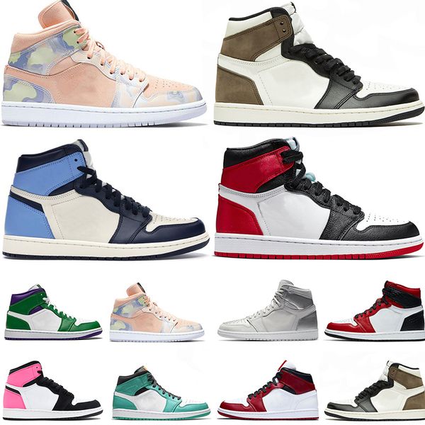 

горячая продажа рынк женихов нового прибытия ботинок баскетбола 1s высокого ог jumpman 1 satin змейка мужчины женщины атласный иордания ретр, White;red