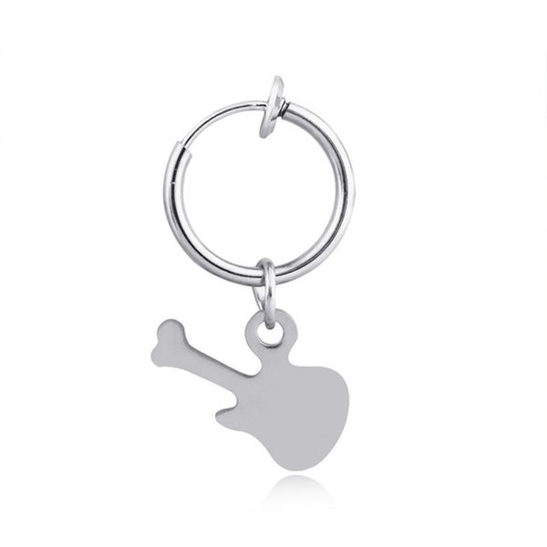 

hoop & huggie geomee 1pair no piercing earrings hiphop style guitar shape ear clip simple jewelry brinco pendientes mujer e84-6, Golden;silver