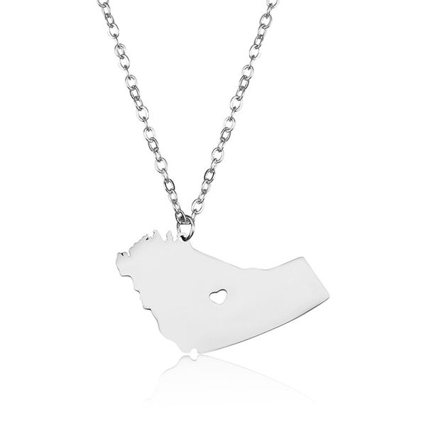 

304 stainless steel canada northwest territories map necklace canada map heart pendant necklace women jewellery, Silver