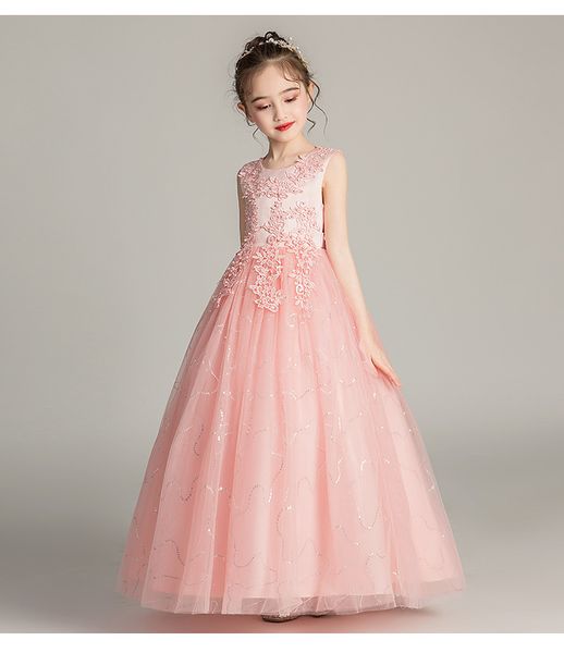 

lace 4-14yr girl dresses new year clothes girls birthday wedding party pageant sleeveless long princess dress christmas costume, Red;yellow