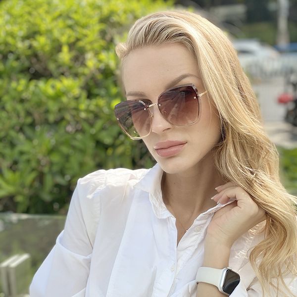 

sunglasses 2021 frameless trim female big frame ocean trendy european and american, White;black