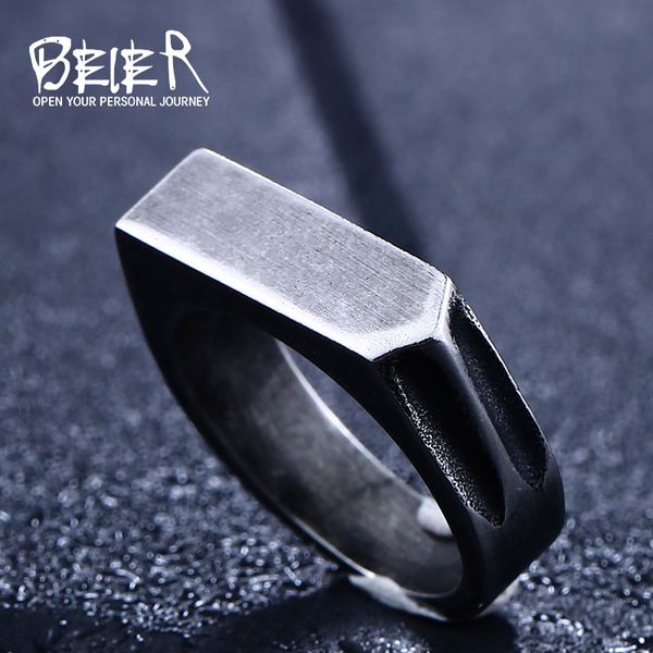 

beier drop shipping new design retro style stainless steel unique ring for man antique jewelry llbr8-437r, Golden;silver