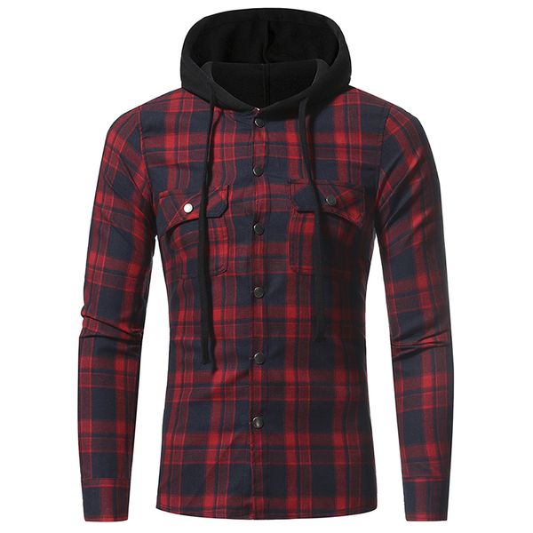 

sell plus size mens hoodie plaid streetwear for men fashion casual clothes long sleeve cardigan shirt clothing with pocket m-xxxl, Black