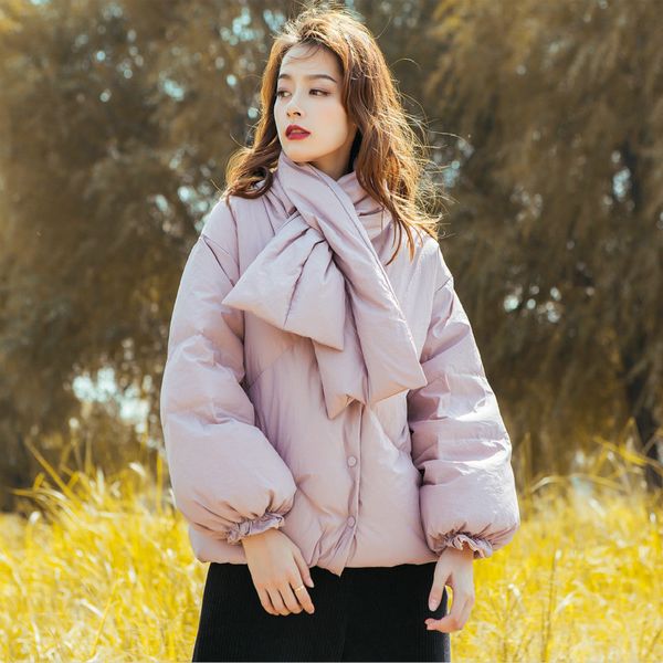 

vintage winter down jacket women fashion coat female autumn woman hooded parkas wirh dtachable scarf women's clothing wpy1163, Black