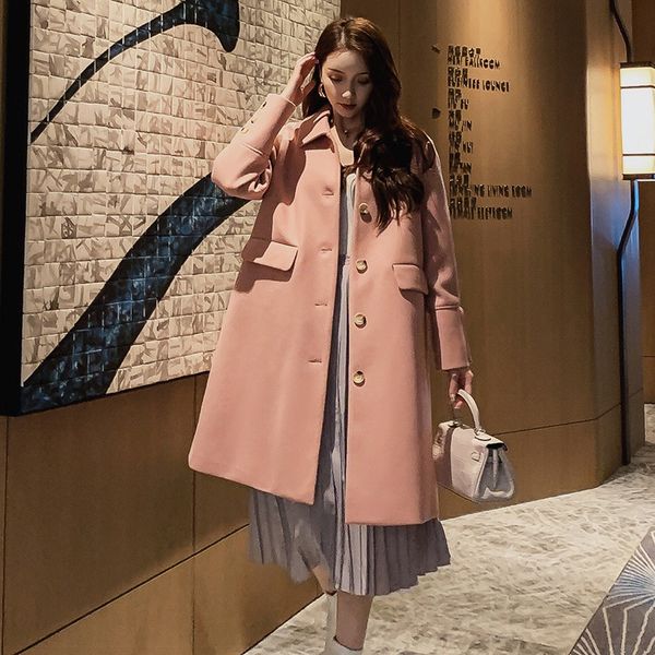 

spring coat women winter 2020 coats autumn and winter coat new large size pink wool thick long female, Black