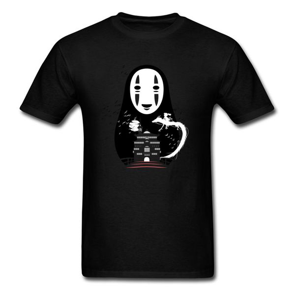 

faceless tshirt men spirited away t shirt anime t-shirt black white leisure summer clothing dragon printed tees
