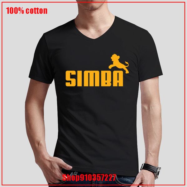 

simba мужчин v-образный вырез футболки сыпучие хлопка мультфильм печати с коротким рукавом реглан рукав tee top summer new casual fashion br