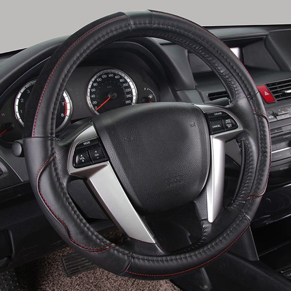 

genuine leather steering wheel cover leather for dodge caliber avenger journey challenger car steering wheels 38cm 15'' diameter