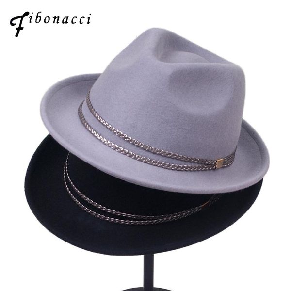 

wide brim hats fibonacci 2021 wool felt fedoras for women men manhattan structured trilby billycock bowler jazz hat, Blue;gray
